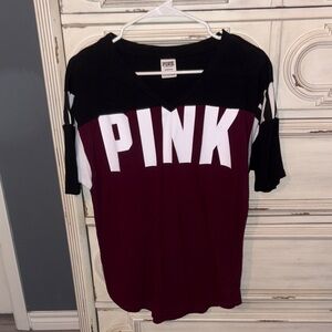 PINK Victoria's Secret Black, White and maroon Top